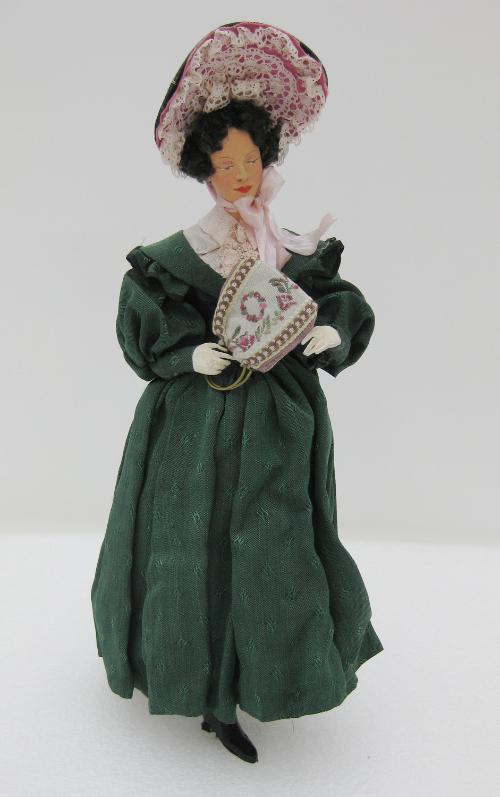 Dame mit Spitzenschute